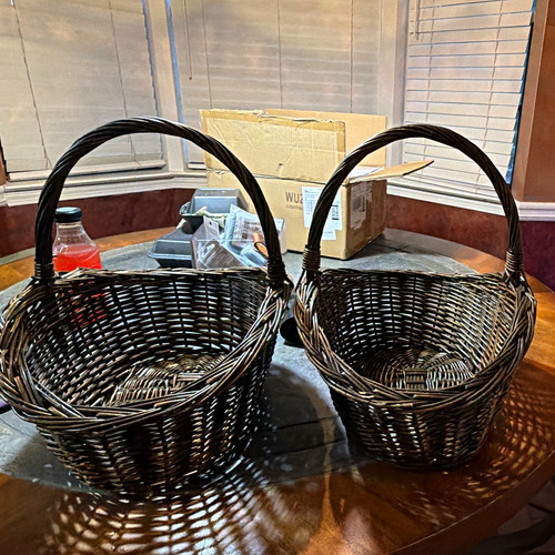 Set brown wicker round - of,