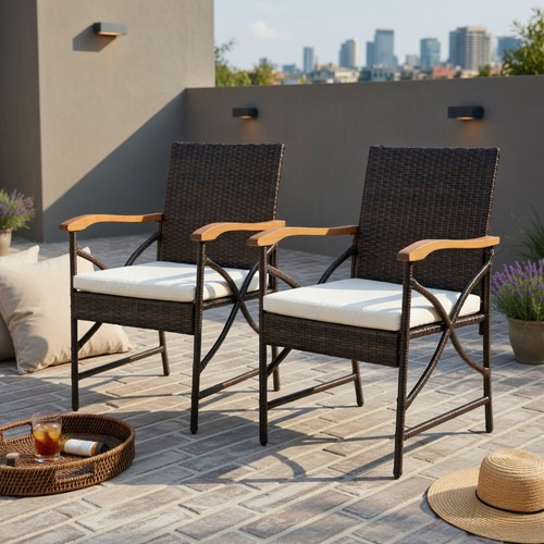 Brown wicker patio dining - wicker,