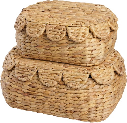 Set scalloped edge wicker - of,
