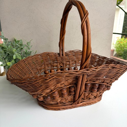 Vintage wicker basket with - vintage,